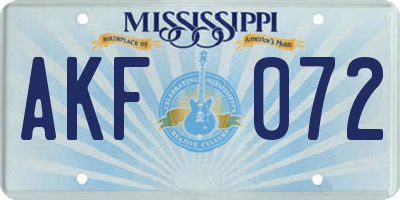 MS license plate AKF072