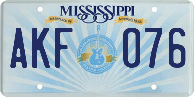 MS license plate AKF076