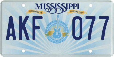 MS license plate AKF077