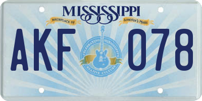 MS license plate AKF078