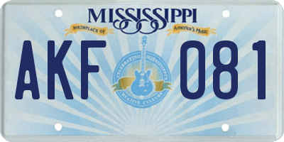 MS license plate AKF081