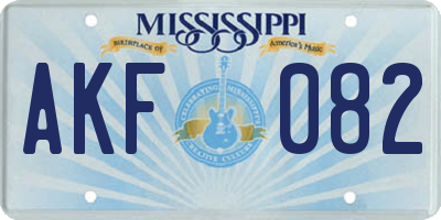 MS license plate AKF082