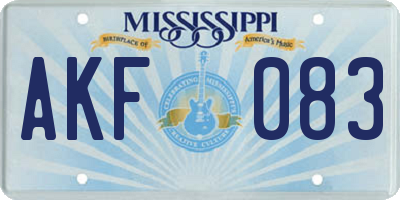 MS license plate AKF083