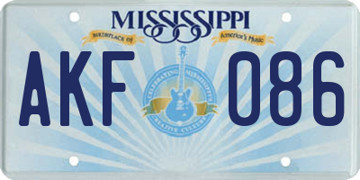 MS license plate AKF086