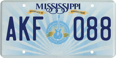 MS license plate AKF088