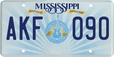 MS license plate AKF090