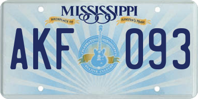 MS license plate AKF093