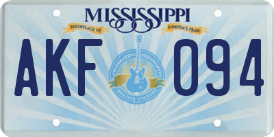 MS license plate AKF094