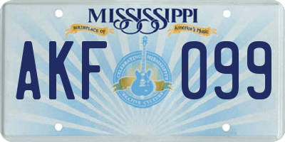 MS license plate AKF099