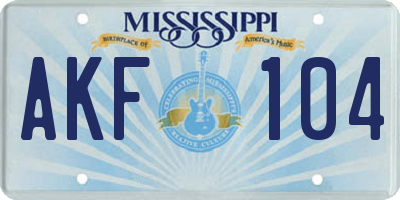 MS license plate AKF104