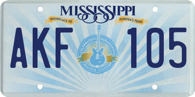 MS license plate AKF105
