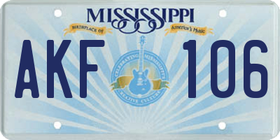 MS license plate AKF106
