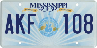 MS license plate AKF108