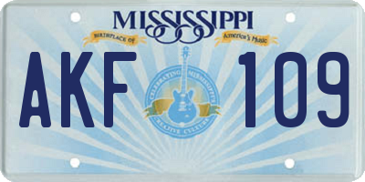 MS license plate AKF109