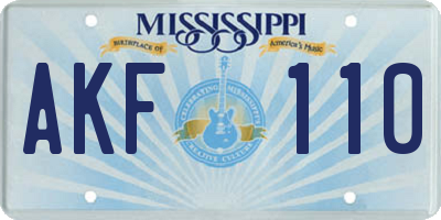 MS license plate AKF110