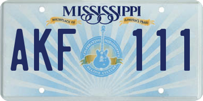 MS license plate AKF111