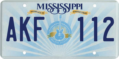 MS license plate AKF112