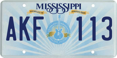 MS license plate AKF113