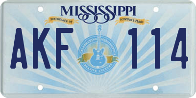 MS license plate AKF114