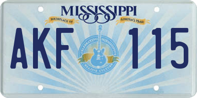 MS license plate AKF115