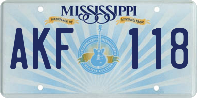 MS license plate AKF118