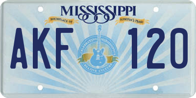 MS license plate AKF120