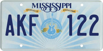 MS license plate AKF122