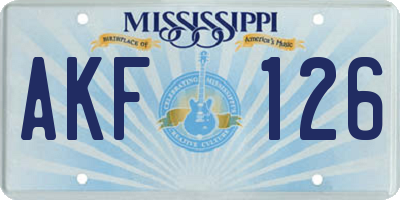 MS license plate AKF126