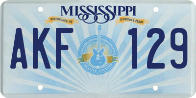MS license plate AKF129
