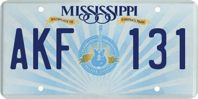 MS license plate AKF131