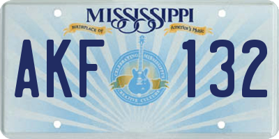 MS license plate AKF132