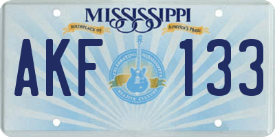 MS license plate AKF133