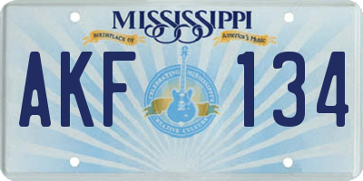MS license plate AKF134