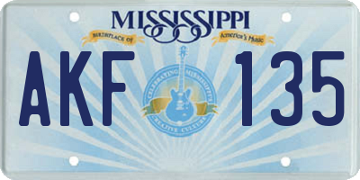 MS license plate AKF135