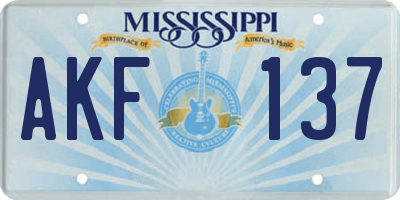 MS license plate AKF137