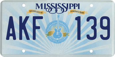 MS license plate AKF139