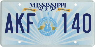 MS license plate AKF140
