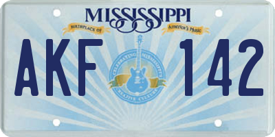 MS license plate AKF142