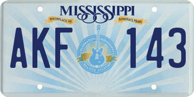 MS license plate AKF143