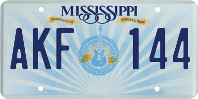 MS license plate AKF144