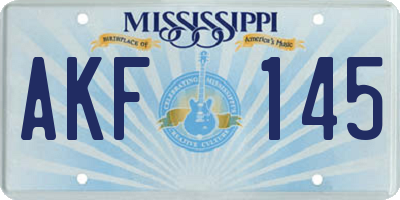 MS license plate AKF145