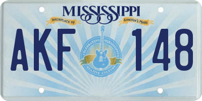 MS license plate AKF148