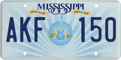 MS license plate AKF150