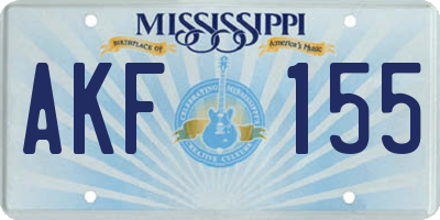 MS license plate AKF155