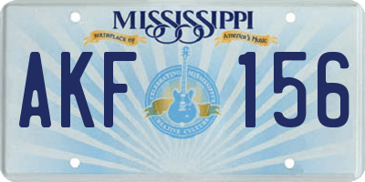 MS license plate AKF156