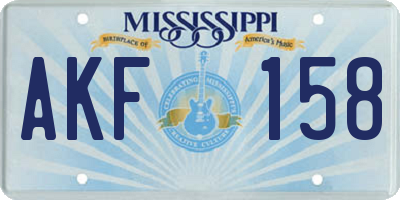 MS license plate AKF158