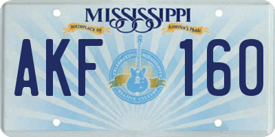 MS license plate AKF160