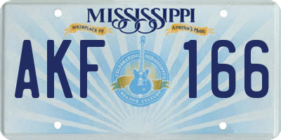 MS license plate AKF166