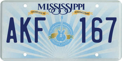 MS license plate AKF167