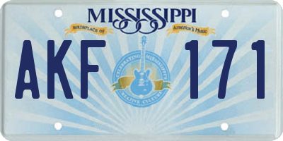 MS license plate AKF171